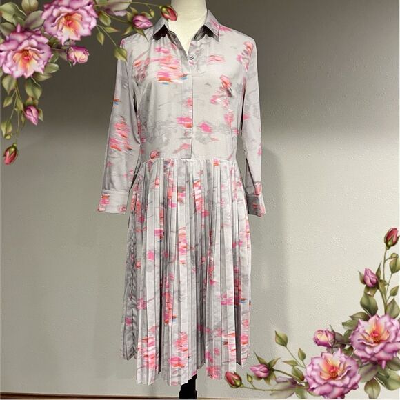 Banana Republic Women's Ikat Watercolor Pleated Shirt Dress - Picture 1 of 15